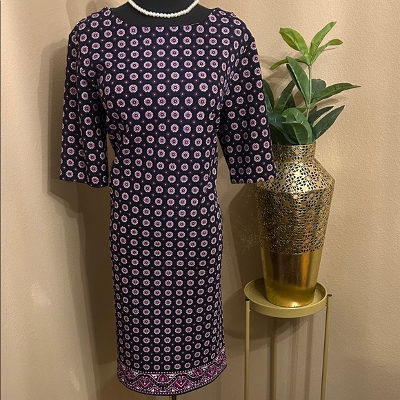 Banana Republic Navy Dress with Pink Medallion Print - Picture 2 of 11
